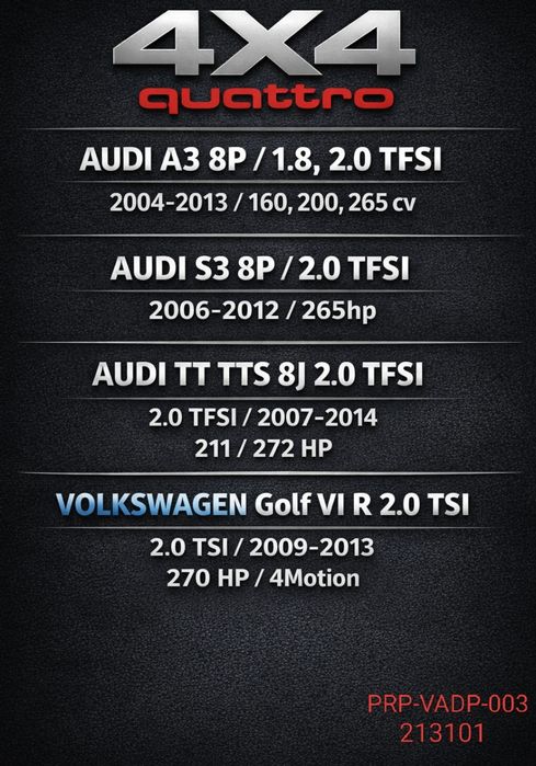 Downpipe audi Audi S3 /  TT / TTS / GOLF  VI  R Tsi Tfsi quattro