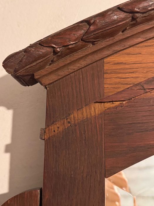 Louceiro antigo em madeira maciça com mármore e espelho