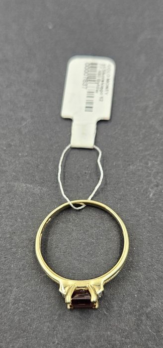 Złoty pierścionek z granatem i brylantami 585 R22 GOLD MONEY