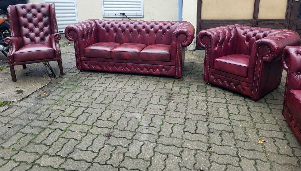 Chesterfield Classic 3+2+1 Skóra naturalna, promocja !!!