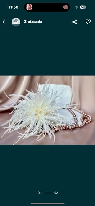 Broszka ze strusich pior niwa z metka