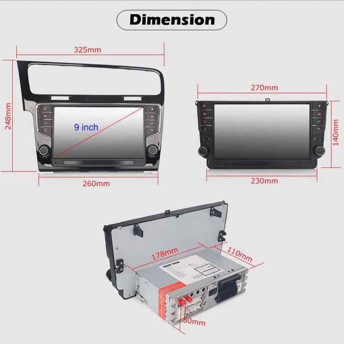 Auto-rádio android 14 Golf 7 2013 9 polegadas e Modelo Tesla