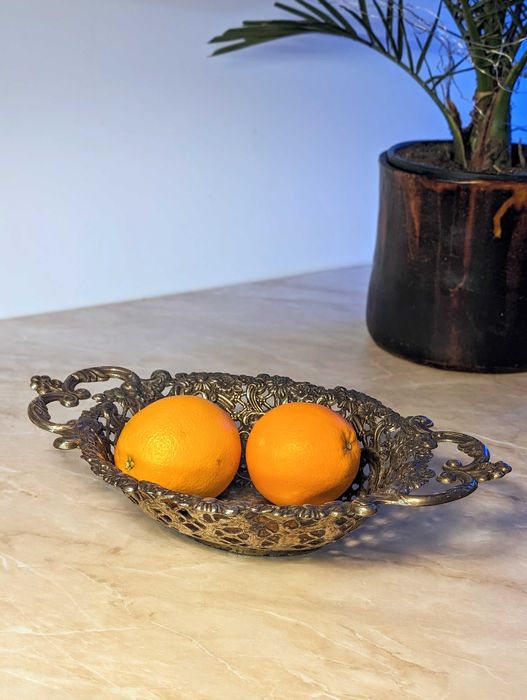 Ażurowa patera platerowana srebrem owocarka antyk