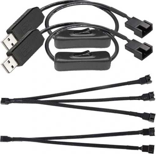 Kabel zasilający wentylator z przełącznikiem i rozdzielaczem, zestaw