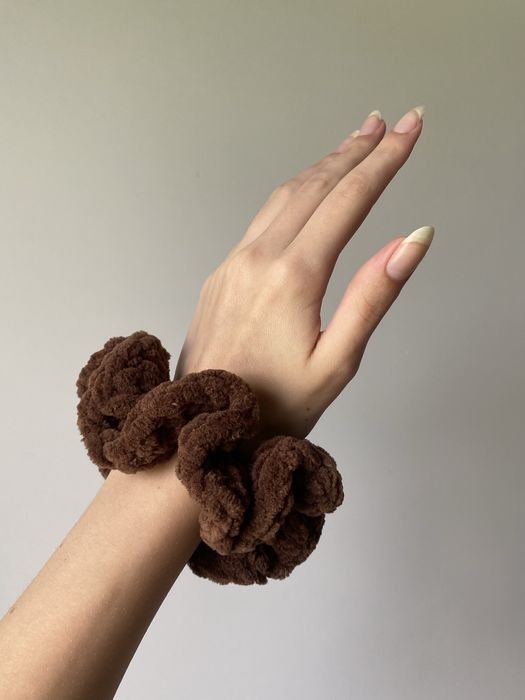 Плюшеві резинки вʼязані, широкі резинки для волосся,мʼякі резинки