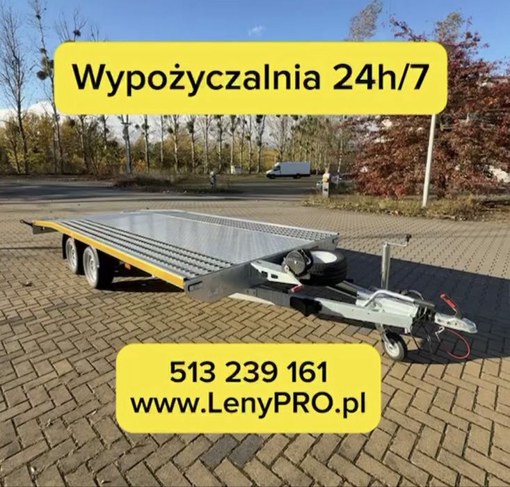 Wynajem Lawety! Laweta Wypożyczalnia 24h/7! Brak Kaucji! Pasy Gratis!