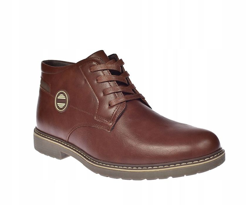 Buty męskie ocieplane trapery na suwak sztyblety B-0706 BR r. 43