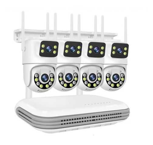 CCTV Kit with Pan-Tilt Cameras, Dual-Lens Video Surveillance System, 8-Channel, 4 WiFi Cameras64738736894465120