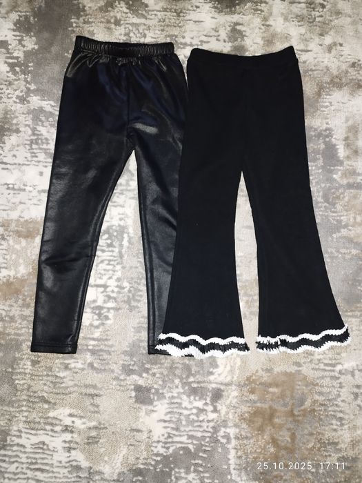 Теплі зимові штани кльош шкіряні для дівчинки 5-6 років для школи