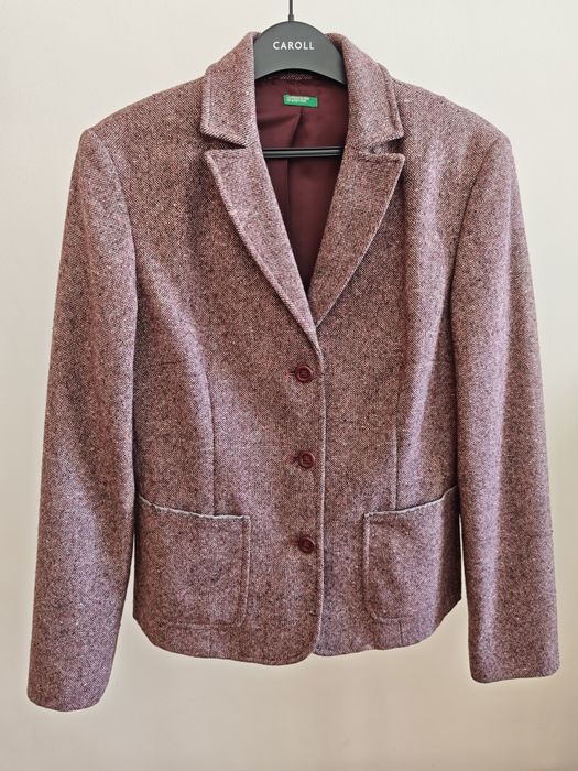 Blazer de Lã United Colors of Benetton – Bordeaux / Mesclado (Tam. M)