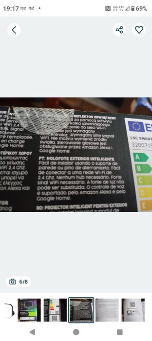 Reflektor zewnętrzny 800 lumen, białe ciepłe, Wi-fi