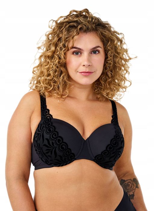 zizzi 85d biustonosz stanik usztywniany z aksamitnym wzorem