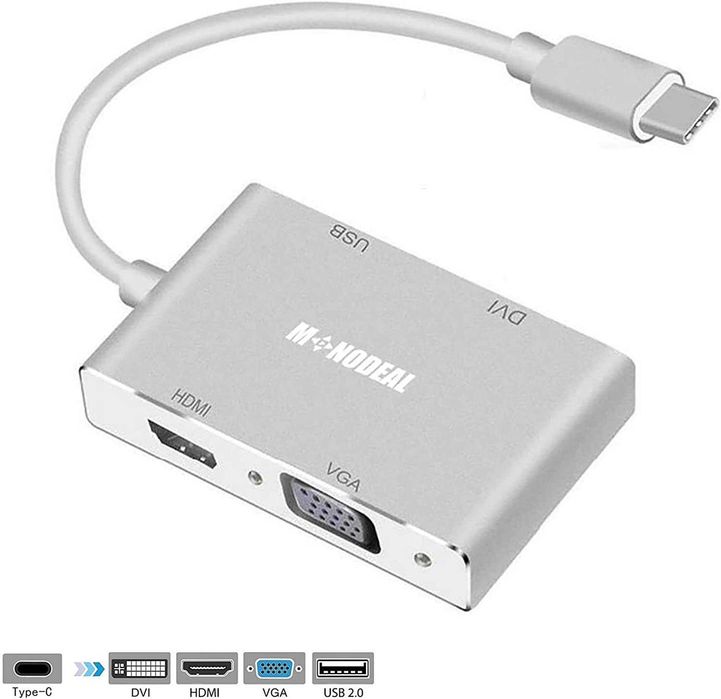 ADAPTADOR Video Usb C Para Hdmi Dvi Vga