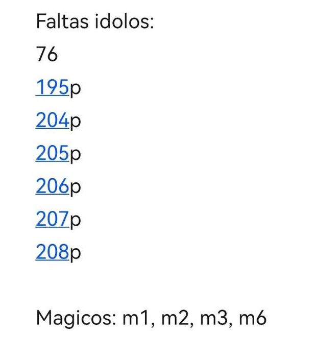 Cartas ídolos 25-26