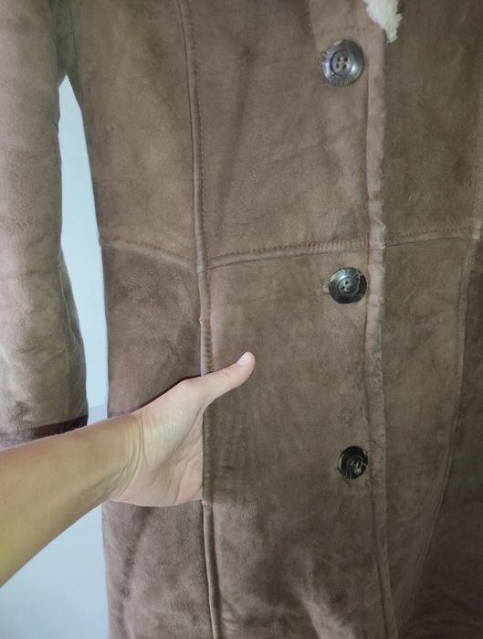 Casaco comprido de pele genuina, muito quente