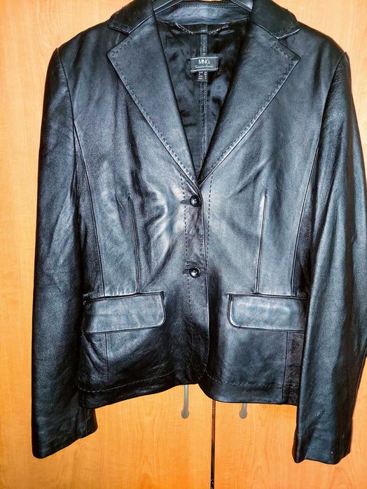 Blazer Mango Preto 100 % Pele