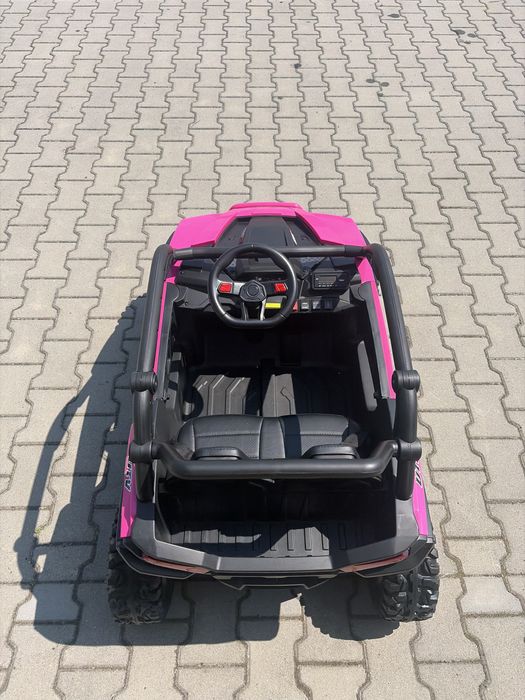Auto Pojazd Na Akumulator 24V Buggy 4x4 KCK 4x70W MP3 LED Skóra Pilot EVA Różowy