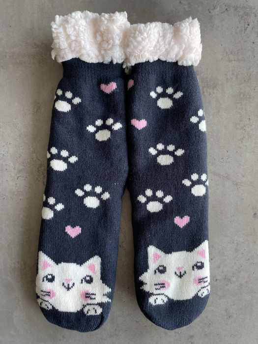 Skarpetki grube, puchate do chodzenia, antypoślizgowe