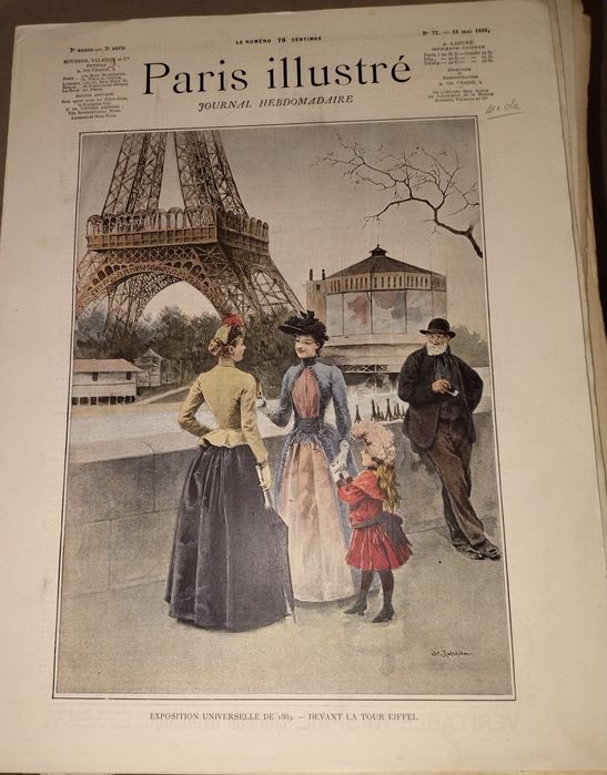 Folhas Originais Revista "Paris Illustré" (1889) – Exposição Universal / Torre Eiffel