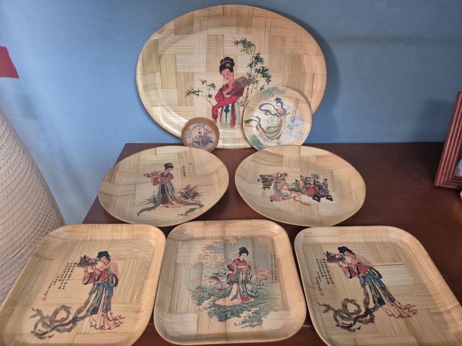 Conjunto pratos bambu