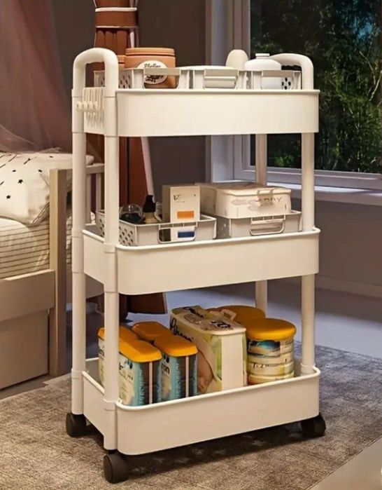 Поличка органайзер простору, біла етажерка на колесах органайзер полка