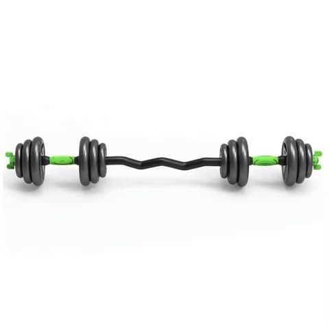 Halteres 40Kg + barra W + barra reta