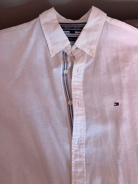 Oryginalna biała koszula Tommy Hilfiger len