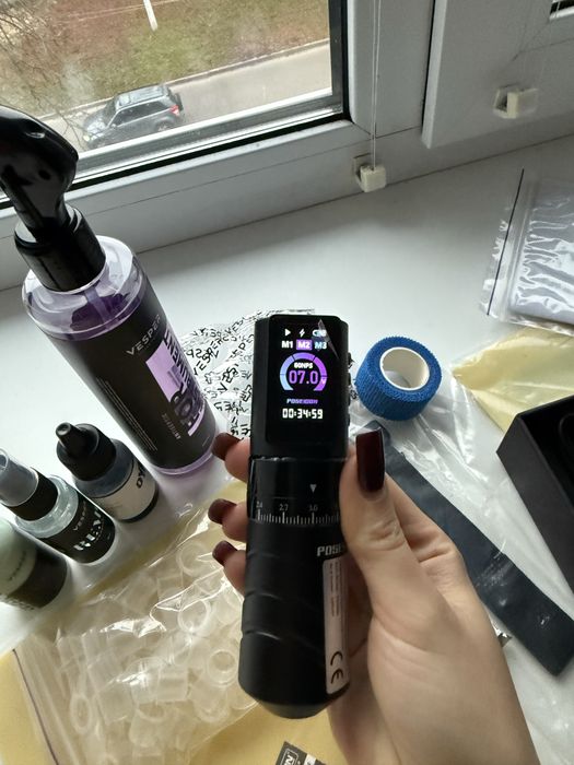 Тату педаль, тату машинка, картрнджи, нубір для початківця