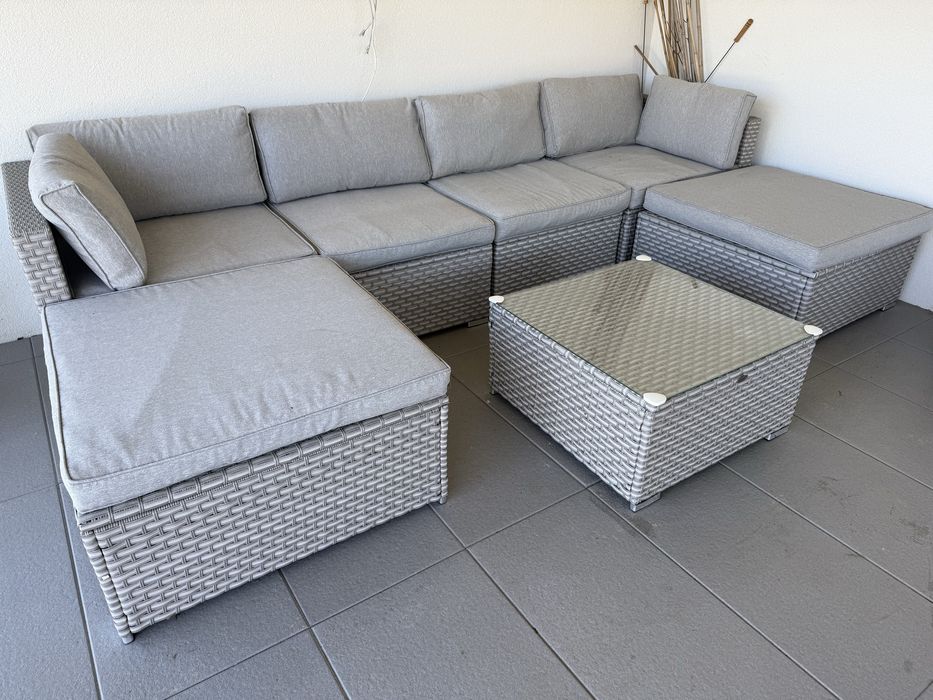 Porto grey ratanowy zestaw tarasowy jak nowy