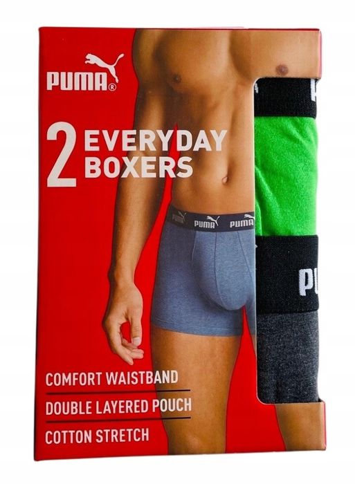 Bokserki męskie PUMA 2 sztuki rozmiar L Zielone Grafitowe DARMOWA DOSTAWA INPOST