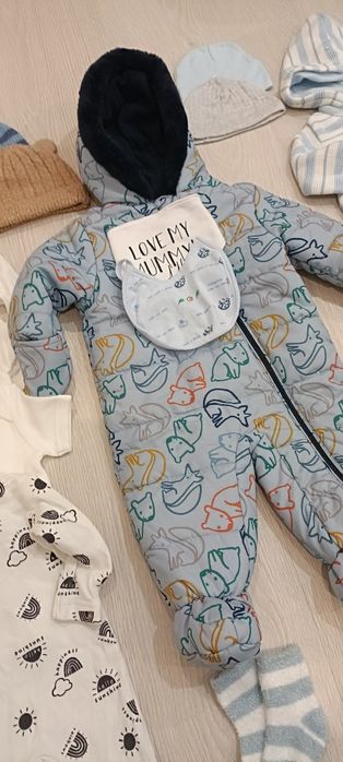 Комбінезон єврозима,шапочка,носочки, бодіки,кофточка