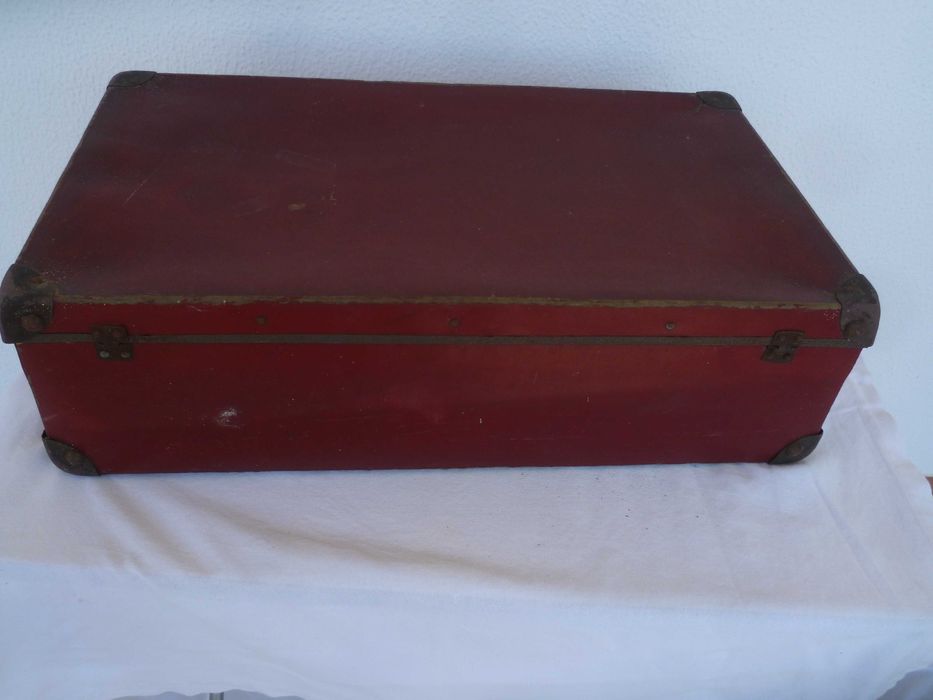 ANTIGA Mala de viagem de cartão e madeira  VINTAGE dos anos 30 - 50