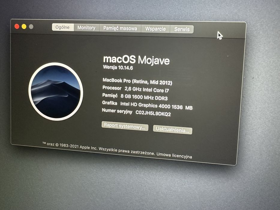 Macbook Pro Retina 2012 sprawny tanio