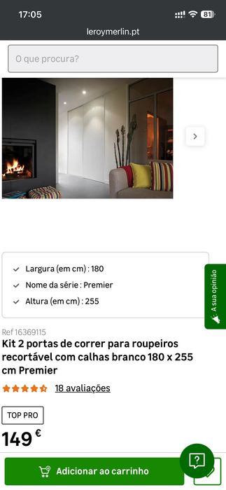 Kit 2 portas de correr 180 x 255cm Leroy Merlin