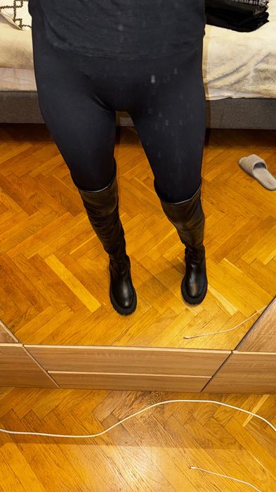 Ботфорты кожаные черные/ натуральная кожа/ высокие сапоги