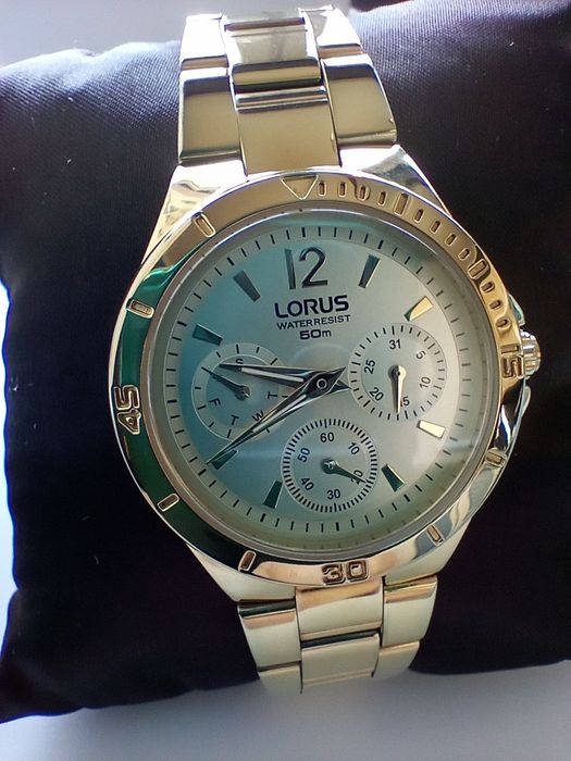LORUS zegarek damski duży(koperta 38mm), złoty, jak nowy