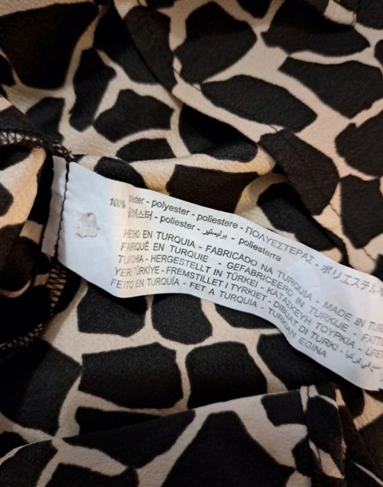 Sukienka, brąz czekoladowy w beżowe cętki, Zara. rozm. S