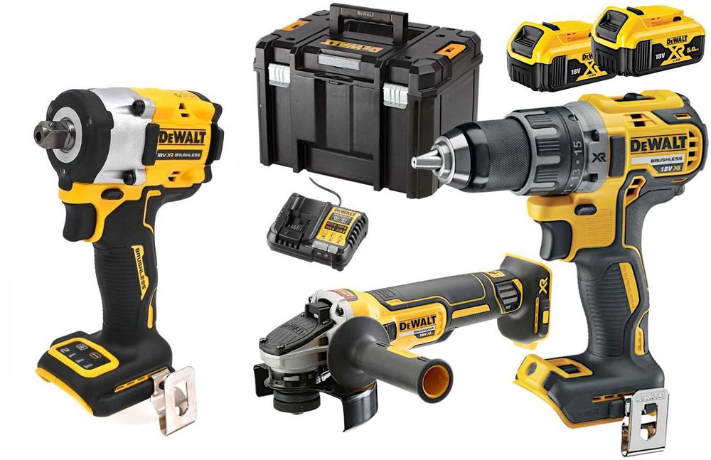 Zestaw Dewalt Wkrętarka Szlifierka Klucz udarowy 2x5 ah NOWY fv23%