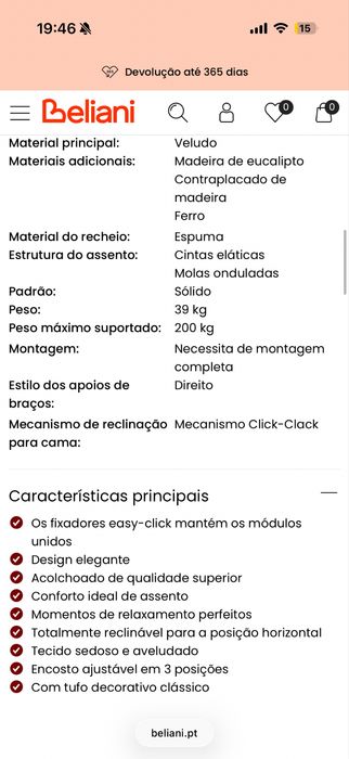 Chaise longue em veludo azul petróleo (nova)