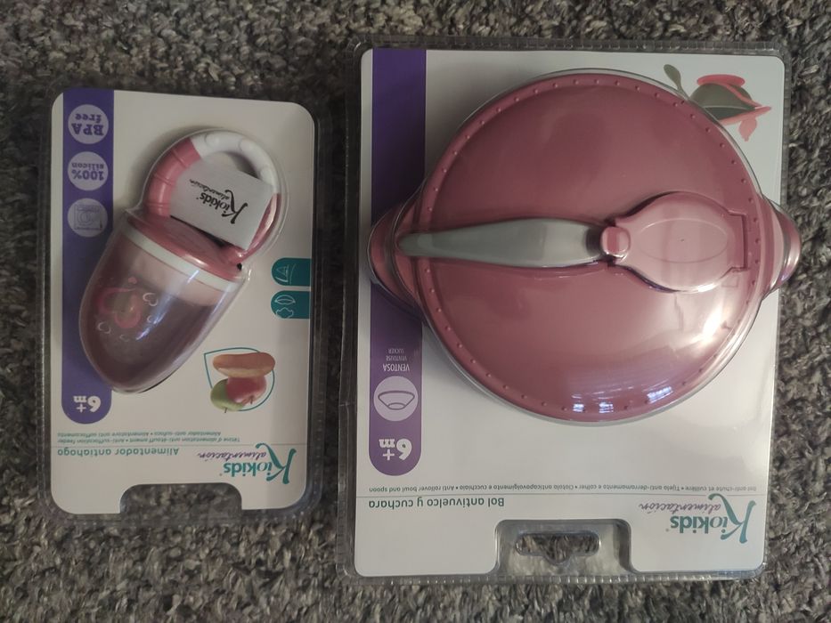 Tijela com ventosa anti-derramamento e colher + alimentador antiahogo