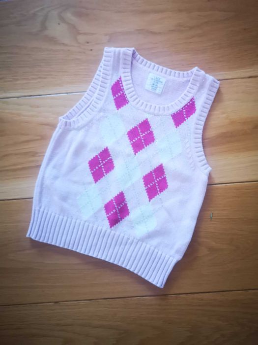 H&M sweterkowa kamizelka romby róż r. 104 cm 3-4 lata