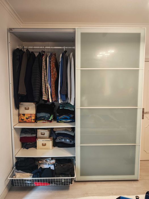 Roupeiro IKEA PAX/HASVIC, branco/branco, 200x66x236 cm