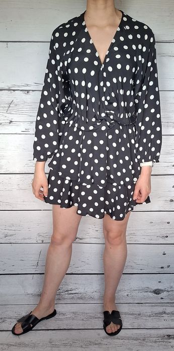 Sukienka letnia w grochy groszki ZARA falbanki wesele chrzciny impreza