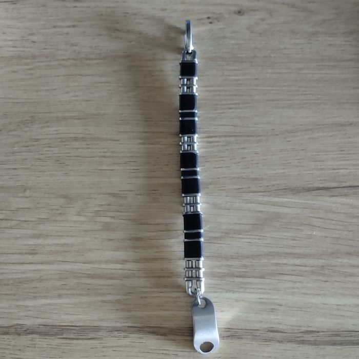 Bransoletka męska stal + kauczuk, 21.5 cm