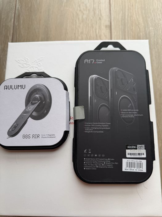 AULUMU A17 Frosted Case for iPhone 17 Pro Max + Магнитная подставка G05 Air Next-Gen Hi-Per