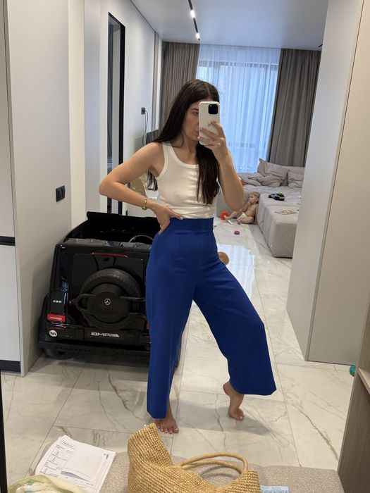 Яскраво сині  брюки кюлоти zara