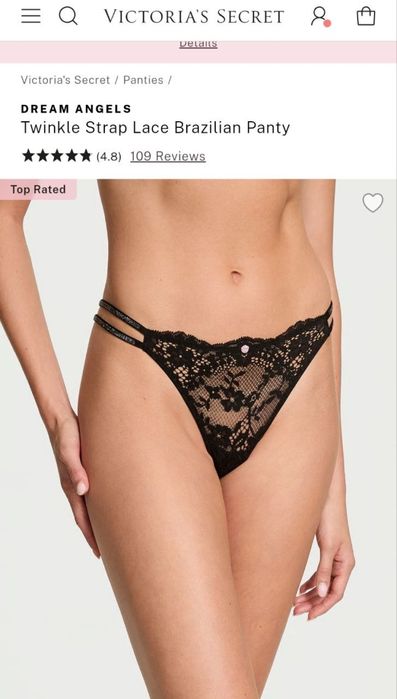 Нові мереживні трусики бразиліани Victoria's Secret Twinkle Strap Lace Brazilian Panty Оригінал з США. Розмір М