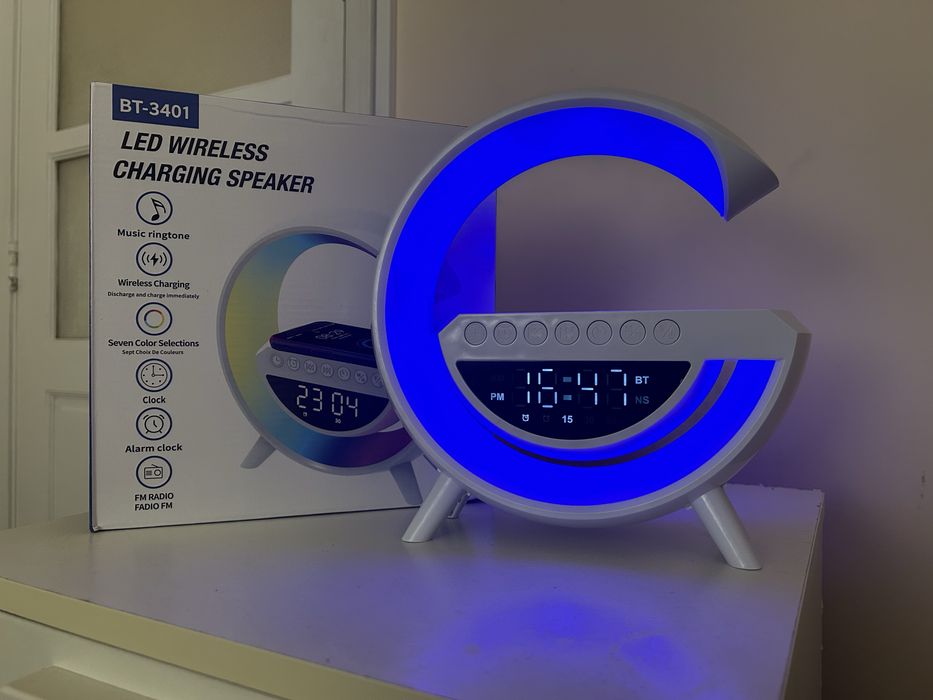 Led Wireless Charging Speaker Multifunções