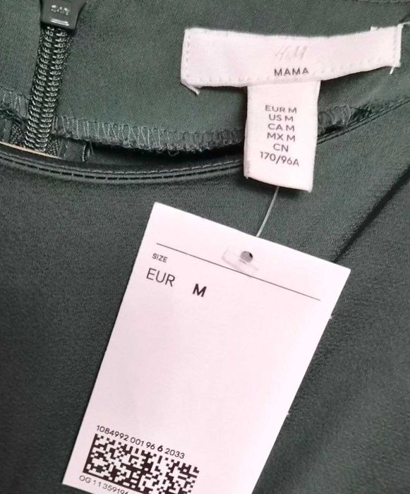 Атласное платье для беременных H&M Mama темно-зеленое макси, р. М