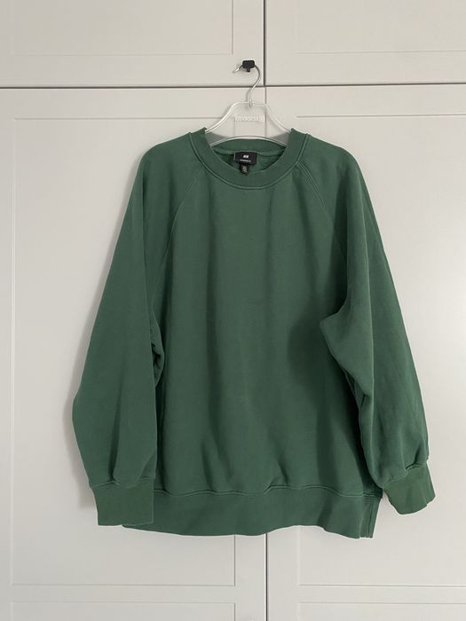 Zielona bluza H&M oversized fit XL gruba butelkowa zieleń bawełniana